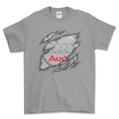 Audi Ripped Unisex T-Shirt , Bomuld-Beklædning-Audi-Grå Sport-S-Forside-Garage Culture Shop- garage - man cave - merchandise