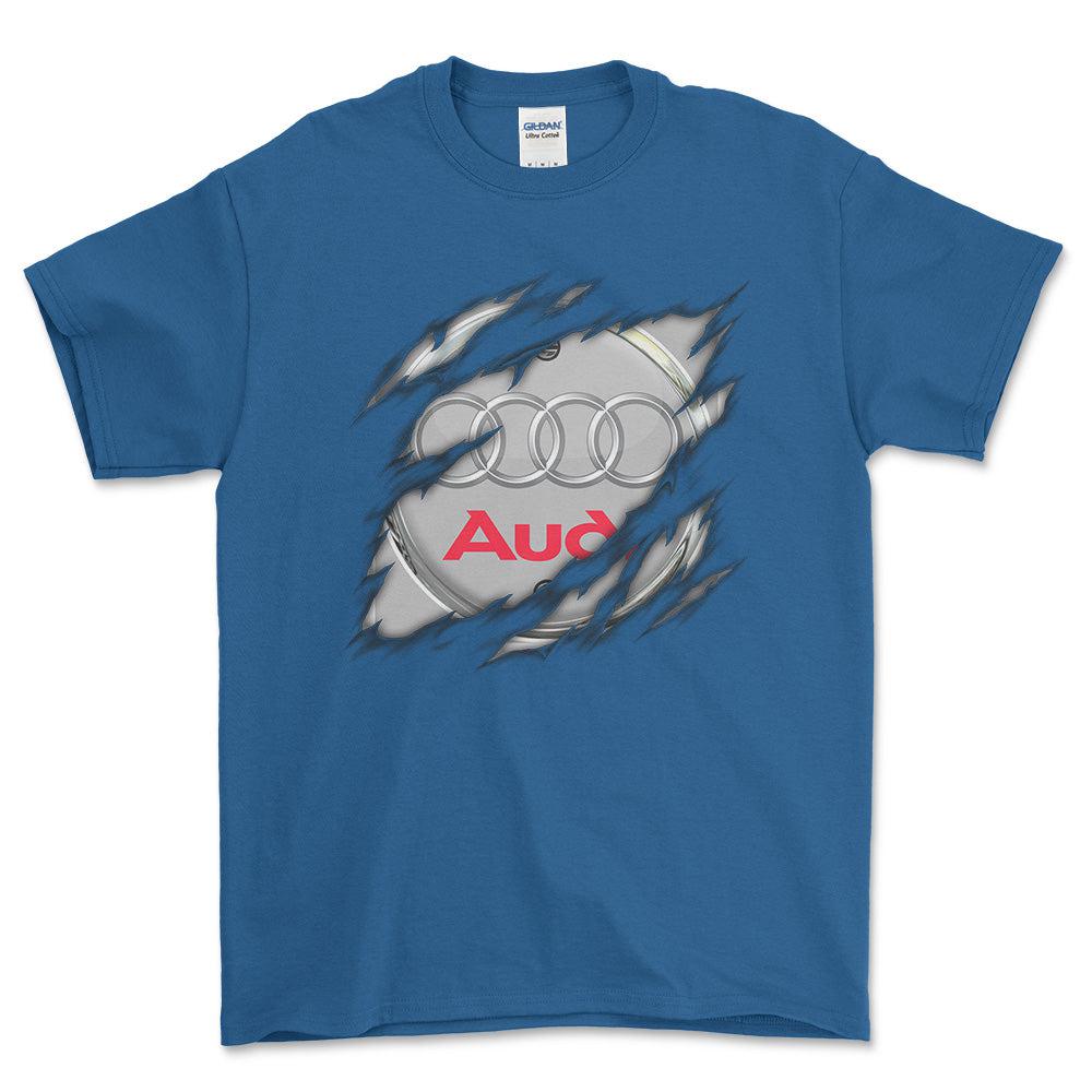 Audi Ripped Unisex T-Shirt , Bomuld-Beklædning-Audi-Blå Royal-S-Forside-Garage Culture Shop- garage - man cave - merchandise