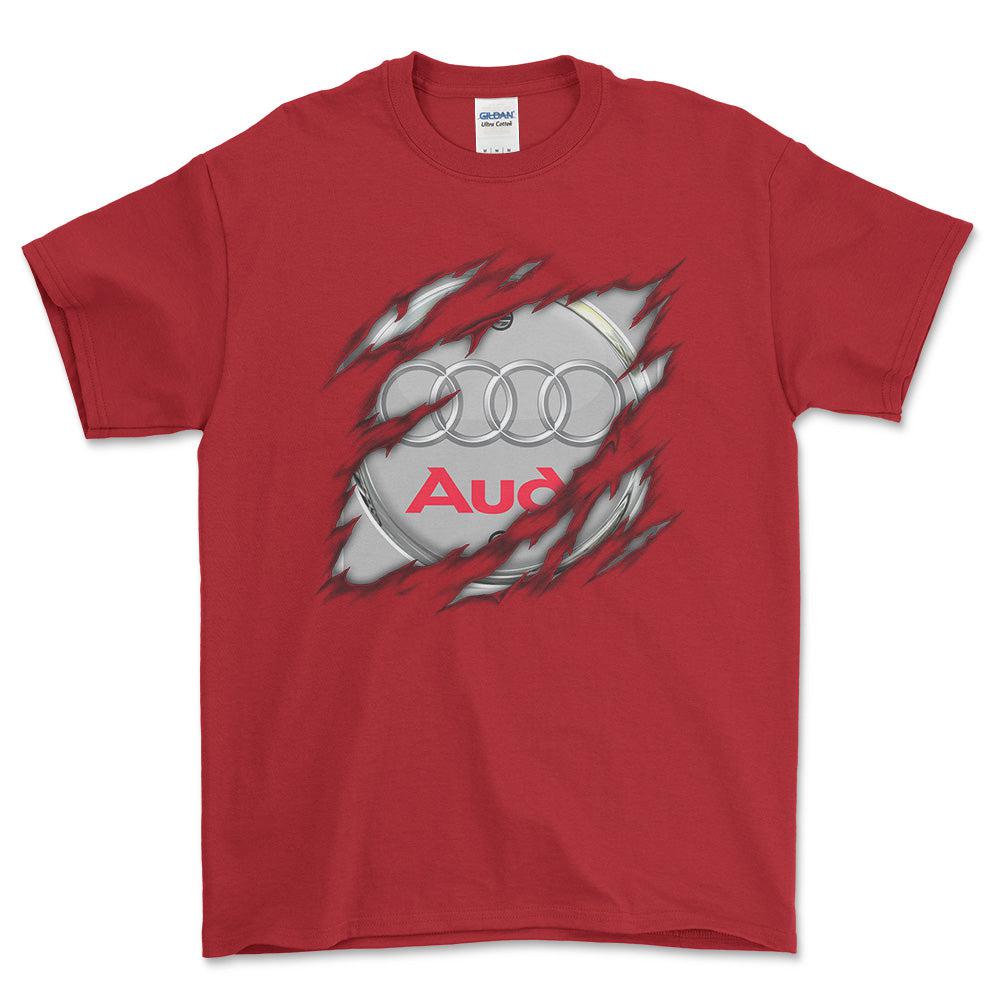Audi Ripped Unisex T-Shirt , Bomuld-Beklædning-Audi-Rød-S-Forside-Garage Culture Shop- garage - man cave - merchandise