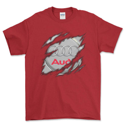 Audi Ripped Unisex T-Shirt , Bomuld-Beklædning-Audi-Rød-S-Forside-Garage Culture Shop- garage - man cave - merchandise