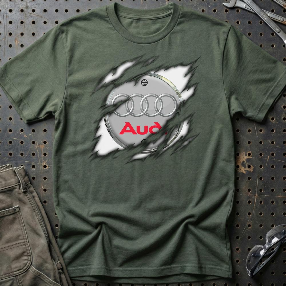 Audi Ripped Unisex T-Shirt , Bomuld-Beklædning-Audi-Grøn Militær-S-Garage Culture Shop- garage - man cave - merchandise