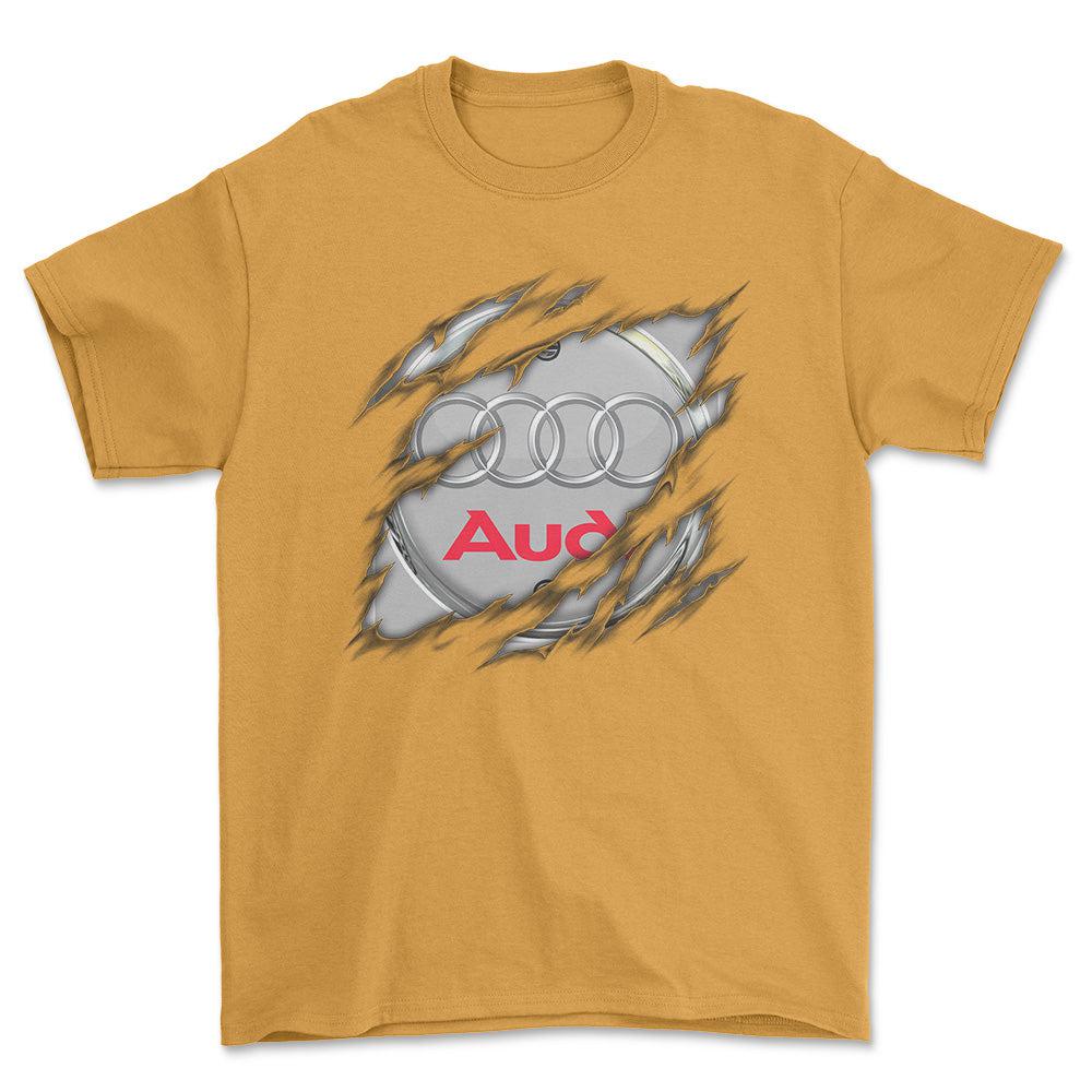 Audi Ripped Unisex T-Shirt , Bomuld-Beklædning-Audi-Guld-S-Forside-Garage Culture Shop- garage - man cave - merchandise
