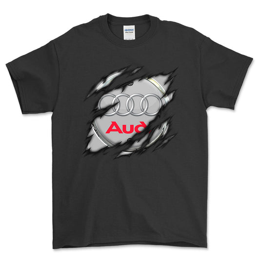 Audi Ripped Unisex T-Shirt , Bomuld-Beklædning-Audi-Sort-S-Forside-Garage Culture Shop- garage - man cave - merchandise