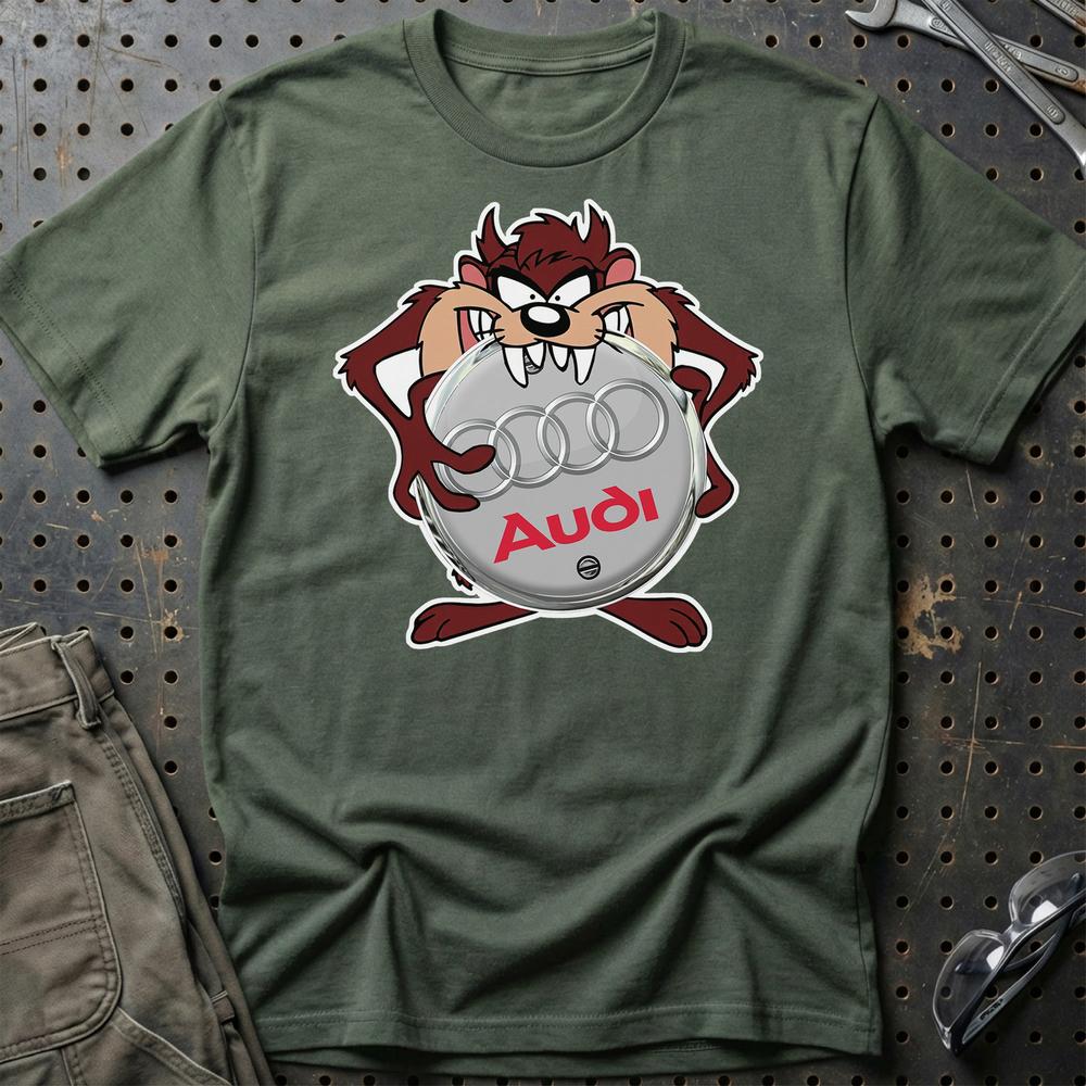 Audi TAZ Unisex T-Shirt , Bomuld-Beklædning-Audi-Grøn Militær-S-Garage Culture Shop- garage - man cave - merchandise