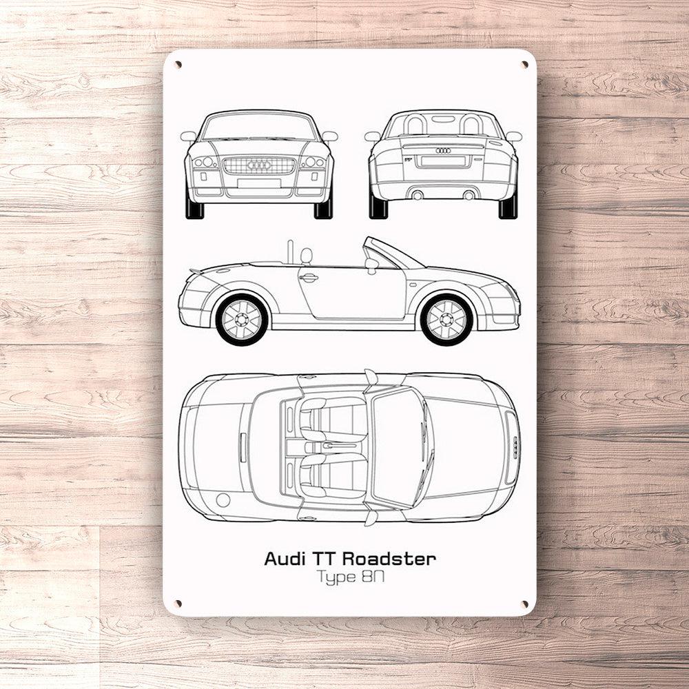 Audi Tt Roadster Type 8N Blueprint Skilte, Musemåtte, Dørmåtte-Blueprint-Audi-Garage Culture Shop- garage - man cave - merchandise