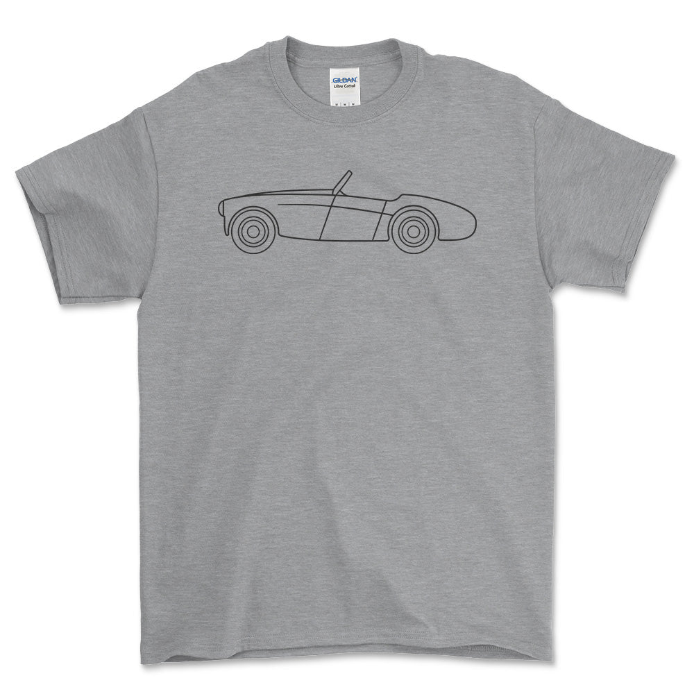 Austin Healey 100 4 BN2 Outline - Unisex T-Shirt , Bomuld-Beklædning-Austin Healey-Grå Sport-S-Garage Culture Shop- garage - man cave - merchandise
