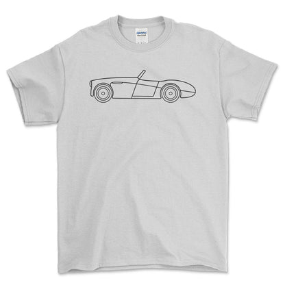 Austin Healey 3000 MK II Outline - Unisex T-Shirt , Bomuld-Beklædning-Austin Healey-Hvid-S-Forside-Garage Culture Shop- garage - man cave - merchandise