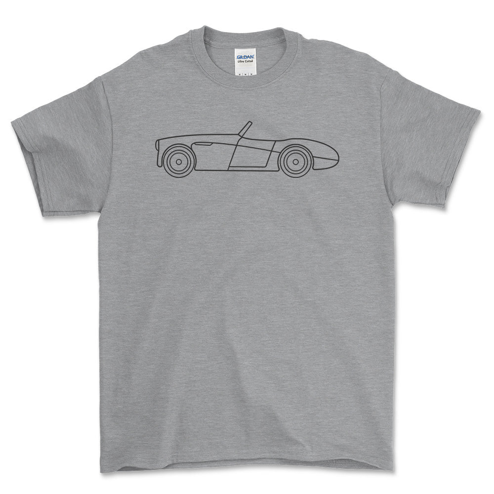 Austin Healey 3000 MK II Outline - Unisex T-Shirt , Bomuld-Beklædning-Austin Healey-Grå Sport-S-Forside-Garage Culture Shop- garage - man cave - merchandise