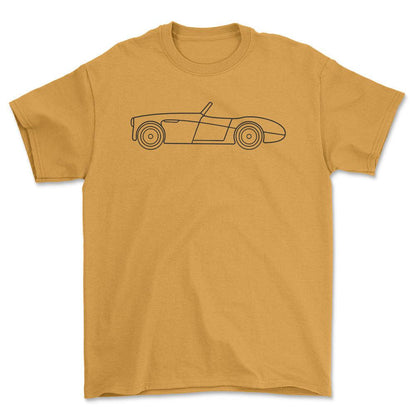 Austin Healey 3000 MK II Outline - Unisex T-Shirt , Bomuld-Beklædning-Austin Healey-Guld-S-Forside-Garage Culture Shop- garage - man cave - merchandise