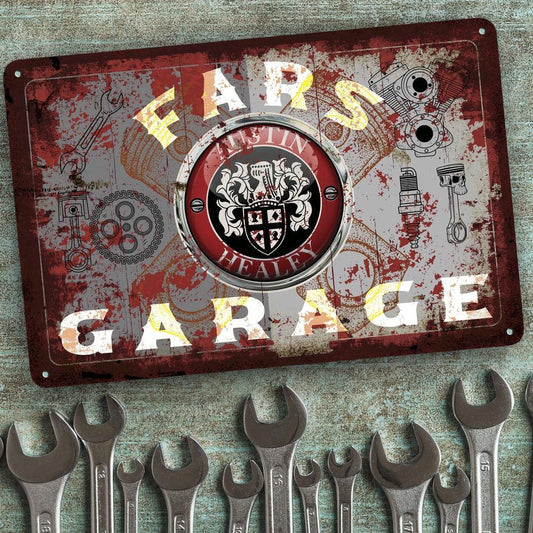 Austin Healey Fars Garage Vintage Skilte, Musemåtte, Dørmåtte , Plakat-Skilte-Austin Healey-Garage Culture Shop- garage - man cave - merchandise