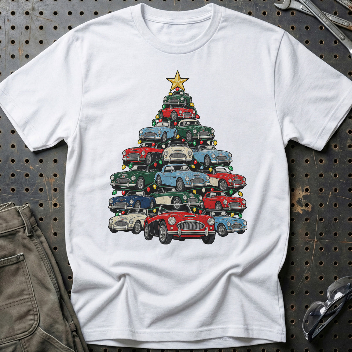 Austin Healey Juletræ T-Shirt-Beklædning-Austin Healey-Hvid-S-Garage Culture Shop- garage - man cave - merchandise