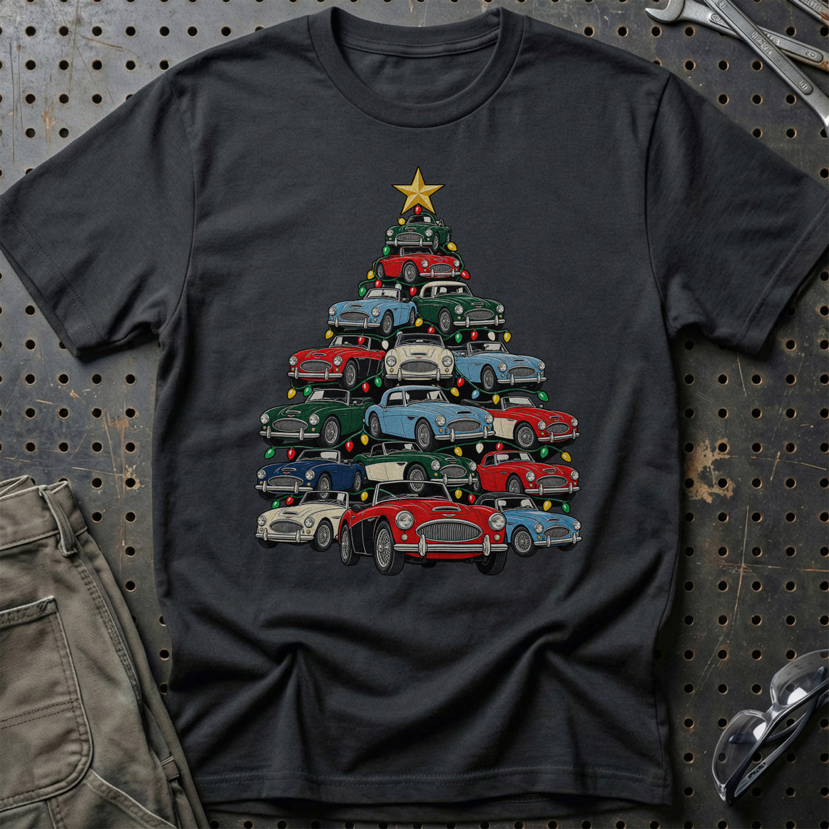 Austin Healey Juletræ T-Shirt-Beklædning-Austin Healey-Sort-S-Garage Culture Shop- garage - man cave - merchandise