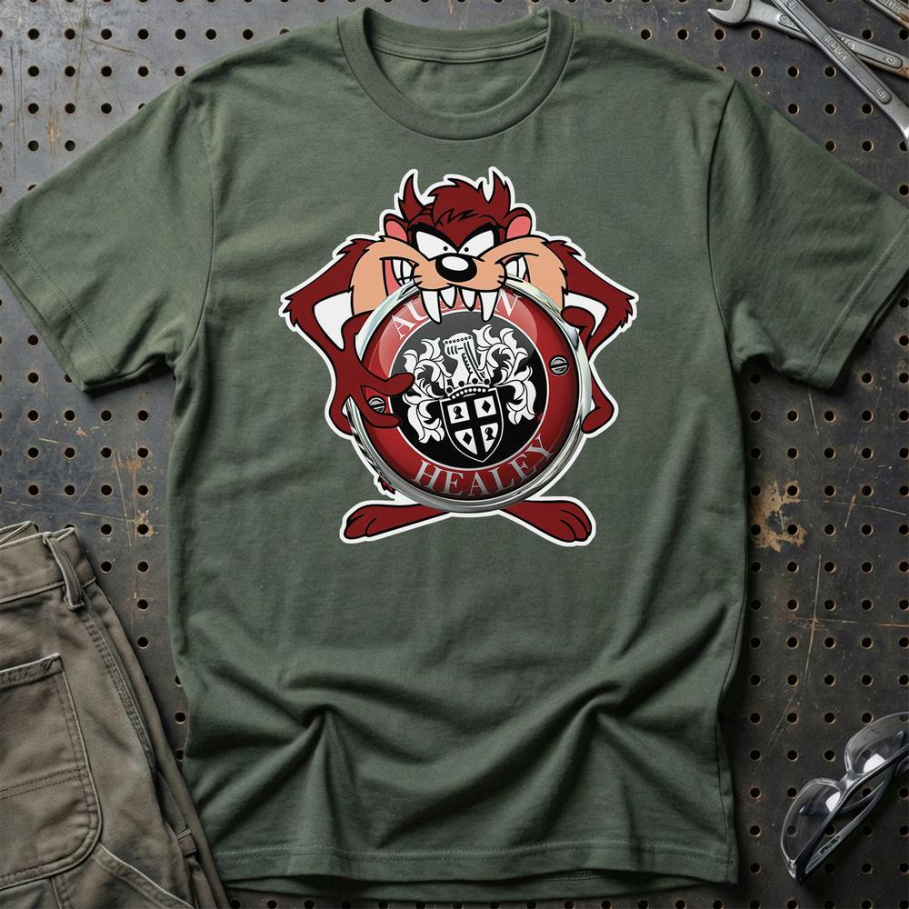 Austin Healey TAZ Unisex T-Shirt , Bomuld-Beklædning-Austin Healey-Grøn Militær-S-Garage Culture Shop- garage - man cave - merchandise