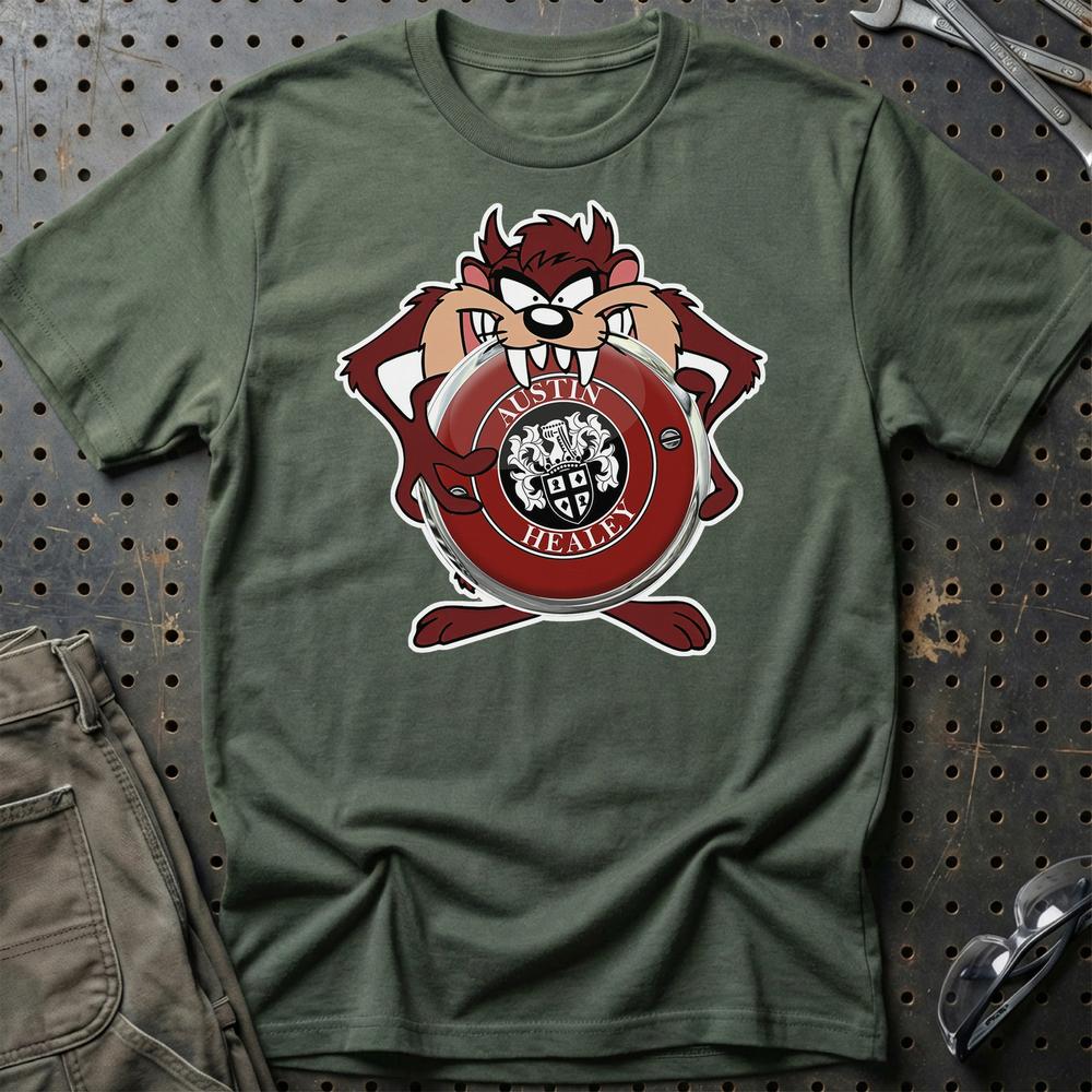 Austin Healey TAZ Unisex T-Shirt , Bomuld-Beklædning-Austin Healey-Grøn Militær-S-Garage Culture Shop- garage - man cave - merchandise