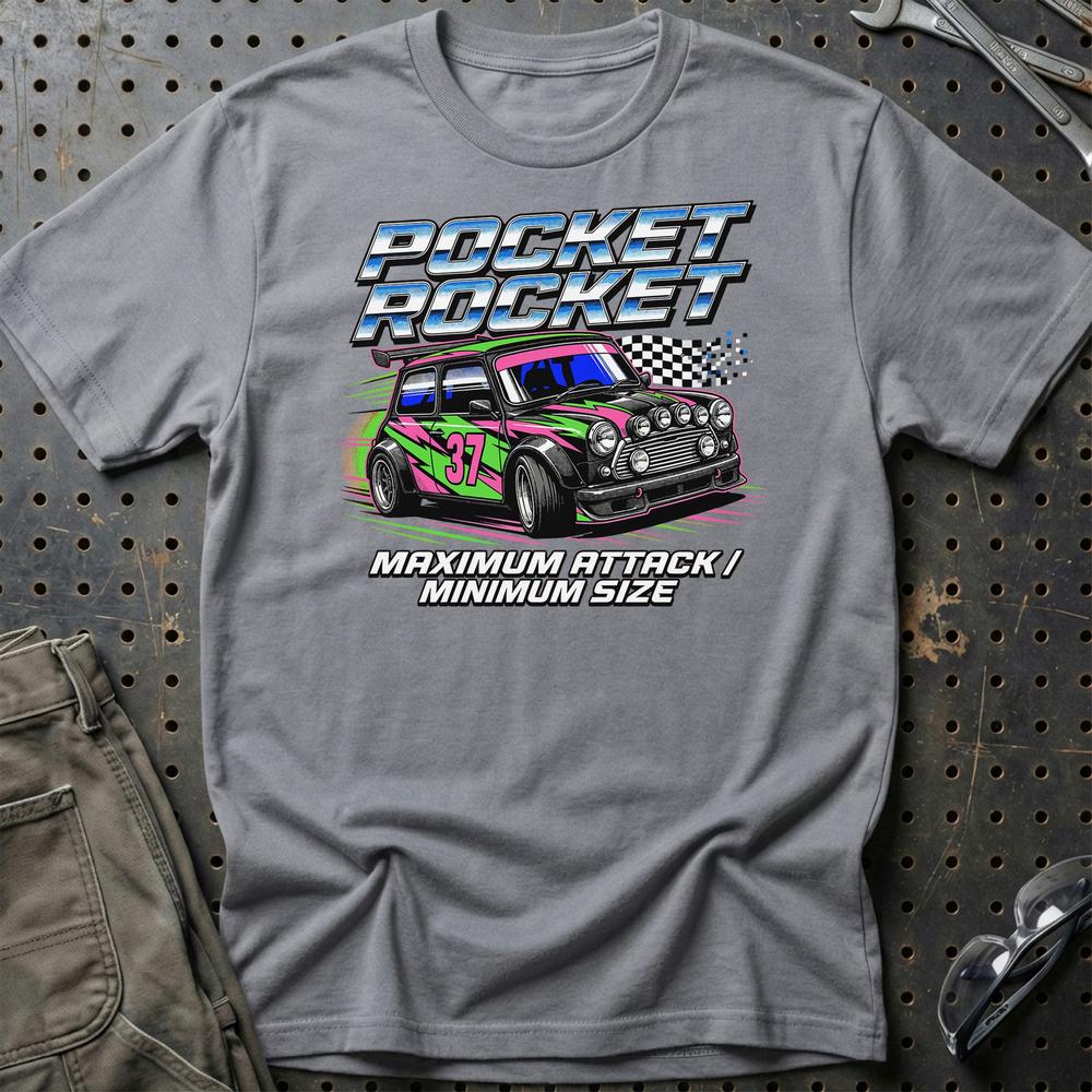 Austin Mini Pocket Rocket Maximum Attack T-Shirt-Beklædning-Austin-Grå Sport-S-Garage Culture Shop- garage - man cave - merchandise