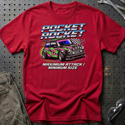 Austin Mini Pocket Rocket Maximum Attack - Unisex T-Shirt , Bomuld-Beklædning-Austin-Rød-S-Garage Culture Shop- garage - man cave - merchandise