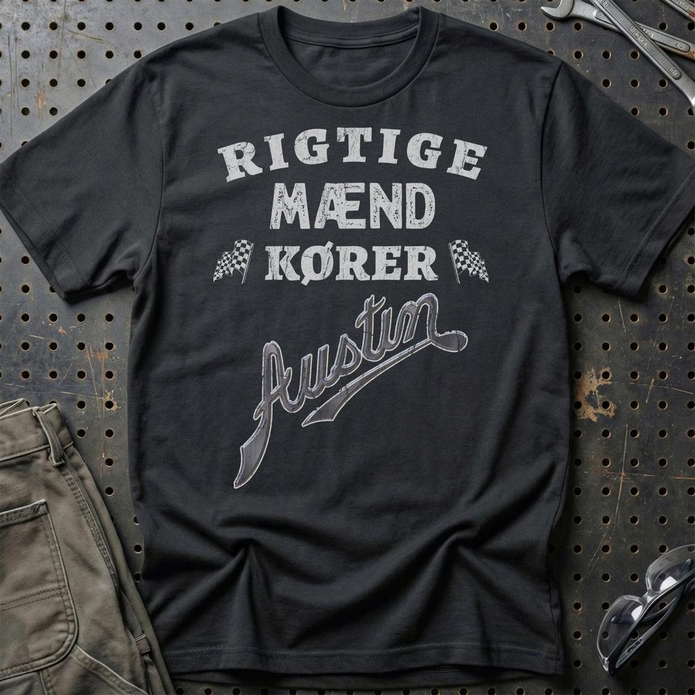 Austin Rigtige Mænd Kører T-Shirt-Beklædning-Austin-Sort-S-Garage Culture Shop- garage - man cave - merchandise