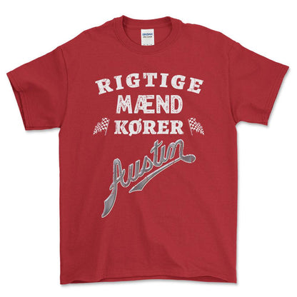 Austin Rigtige Mænd Kører Unisex T-Shirt , Bomuld-Beklædning-Austin-Rød-S-Forside-Garage Culture Shop- garage - man cave - merchandise