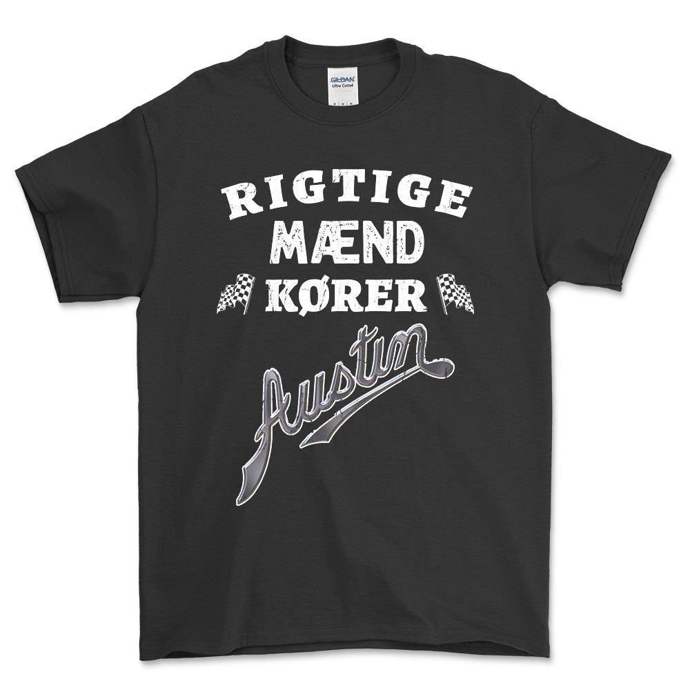 Austin Rigtige Mænd Kører Unisex T-Shirt , Bomuld-Beklædning-Austin-Sort-S-Forside-Garage Culture Shop- garage - man cave - merchandise