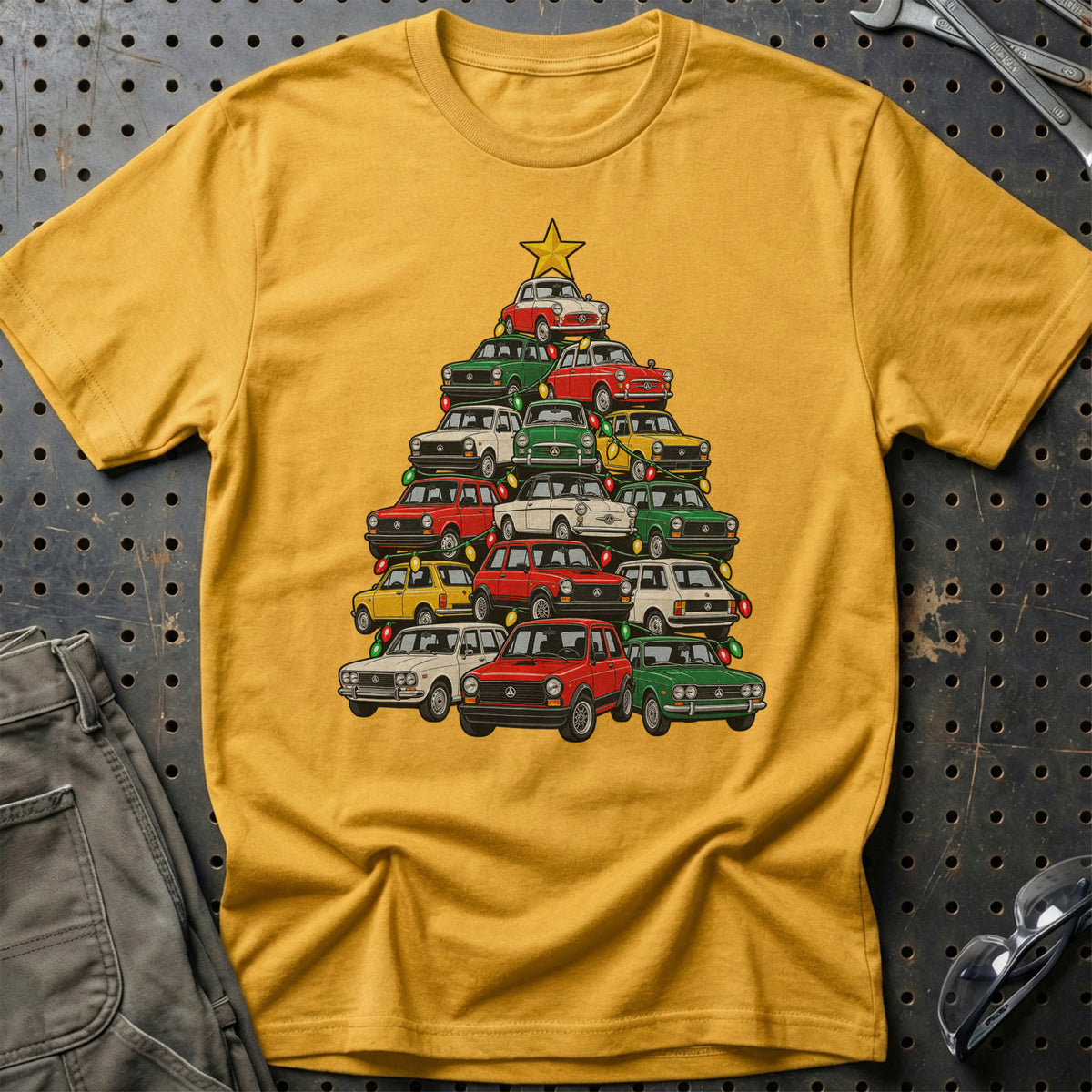 Autobianchi Juletræ T-Shirt-Beklædning-Autobianchi-Guld-S-Garage Culture Shop- garage - man cave - merchandise