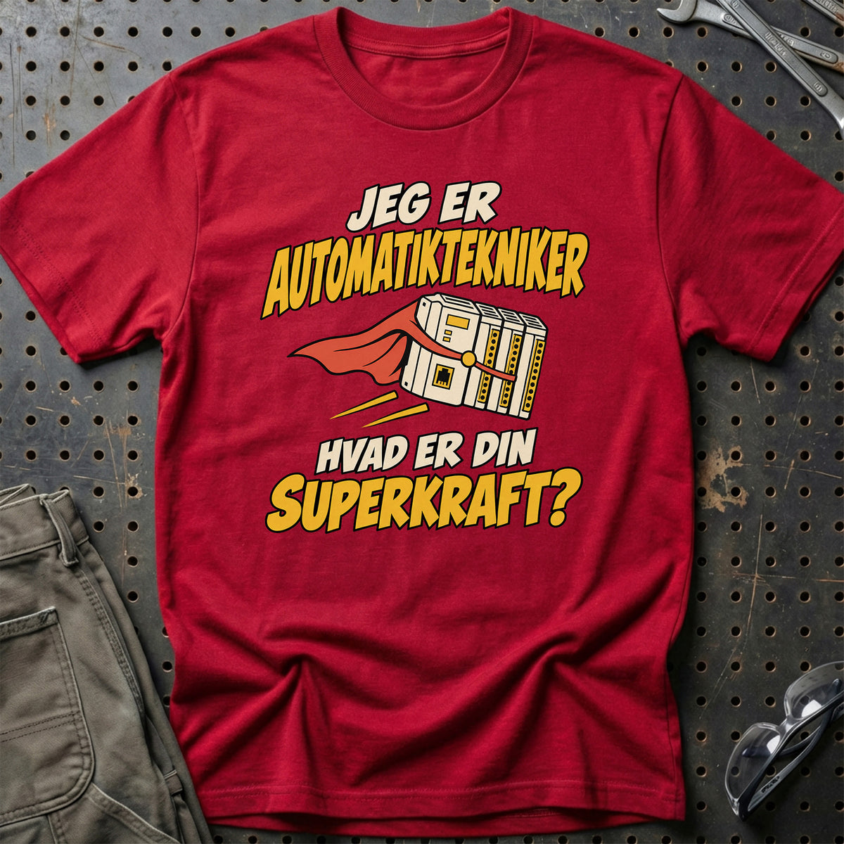 
Automatiktekniker – Hvad er din superkraft? – Unisex T-Shirt – Rød