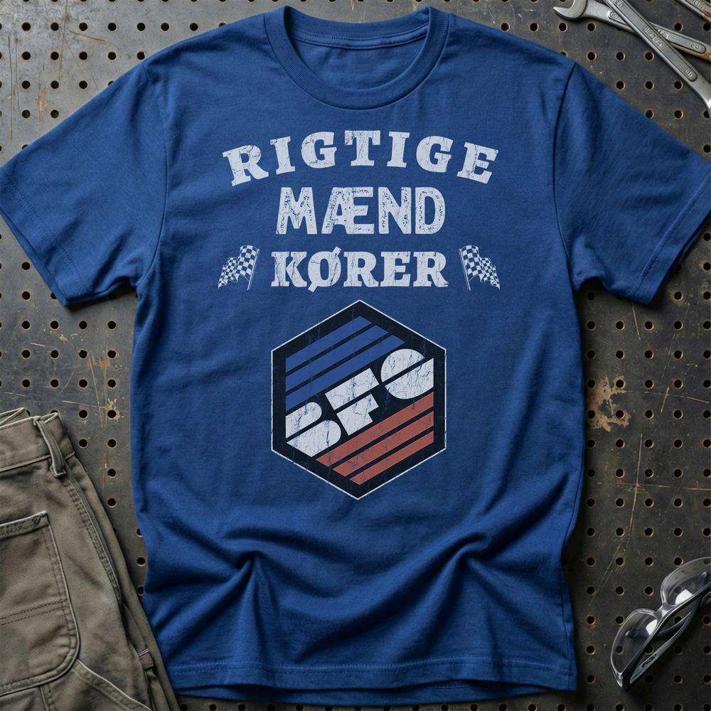 BFG Rigtige Mænd Kører - Unisex T-Shirt , Bomuld-Beklædning-BFG-Blå Royal-S-Garage Culture Shop- garage - man cave - merchandise