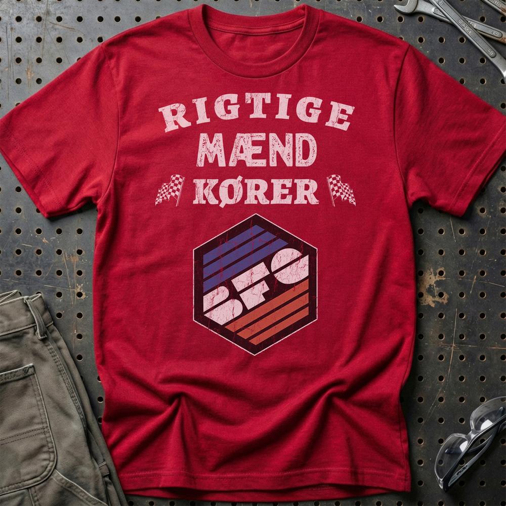 BFG Rigtige Mænd Kører - Unisex T-Shirt , Bomuld-Beklædning-BFG-Rød-S-Garage Culture Shop- garage - man cave - merchandise