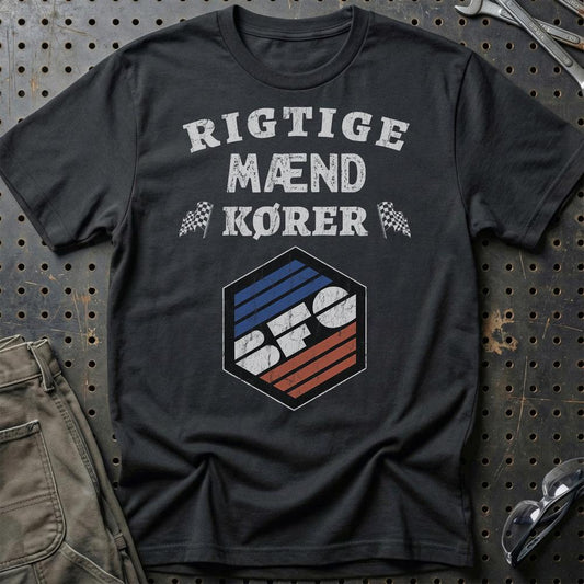 BFG Rigtige Mænd Kører - Unisex T-Shirt , Bomuld-Beklædning-BFG-Sort-S-Garage Culture Shop- garage - man cave - merchandise