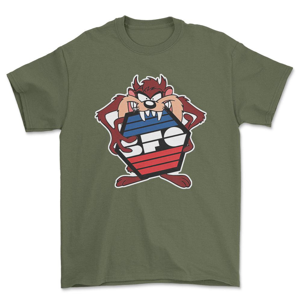 BFG TAZ Unisex T-Shirt , Bomuld-Beklædning-BFG-Grøn Militær-S-Forside-Garage Culture Shop- garage - man cave - merchandise