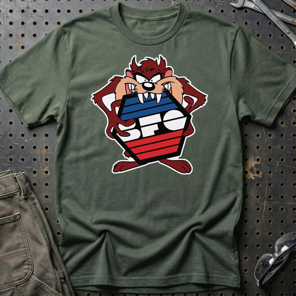 BFG TAZ Unisex T-Shirt , Bomuld-Beklædning-BFG-Grøn Militær-S-Garage Culture Shop- garage - man cave - merchandise