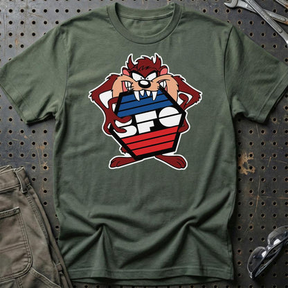 BFG TAZ Unisex T-Shirt , Bomuld-Beklædning-BFG-Grøn Militær-S-Garage Culture Shop- garage - man cave - merchandise