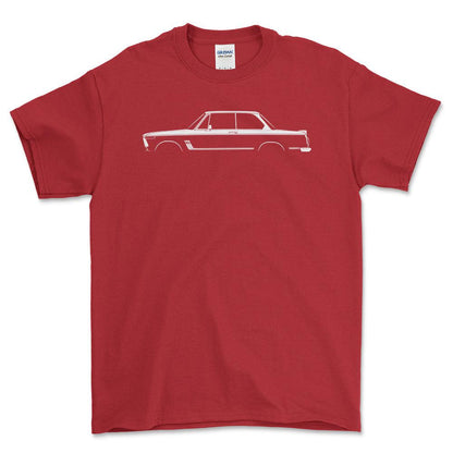BMW 2002 Turbo-11 Silhuet - Unisex T-Shirt , Bomuld-Beklædning-BMW-Rød-S-Forside-Garage Culture Shop- garage - man cave - merchandise
