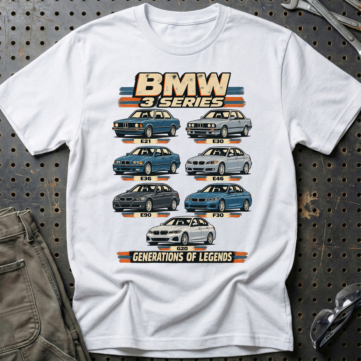 
BMW 3 Series – Generations of Legends T-Shirt – Hvid