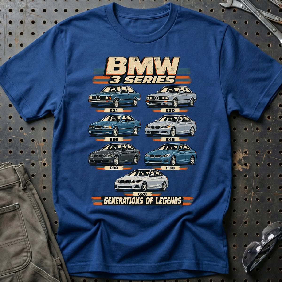 
BMW 3 Series – Generations of Legends T-Shirt – Blå Royal