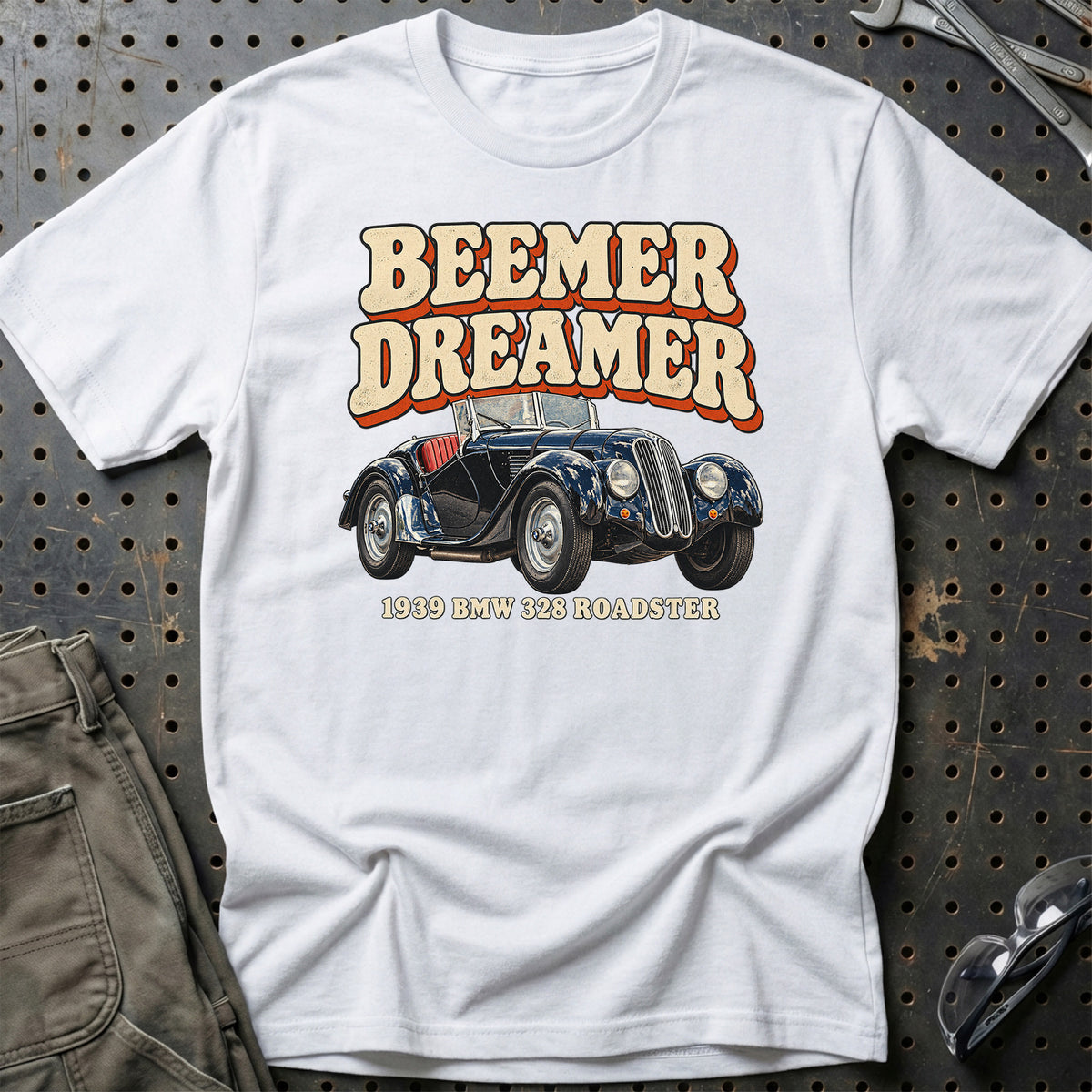 
BMW 328 Roadster 1939 – Beemer Dreamer T-Shirt – Hvid