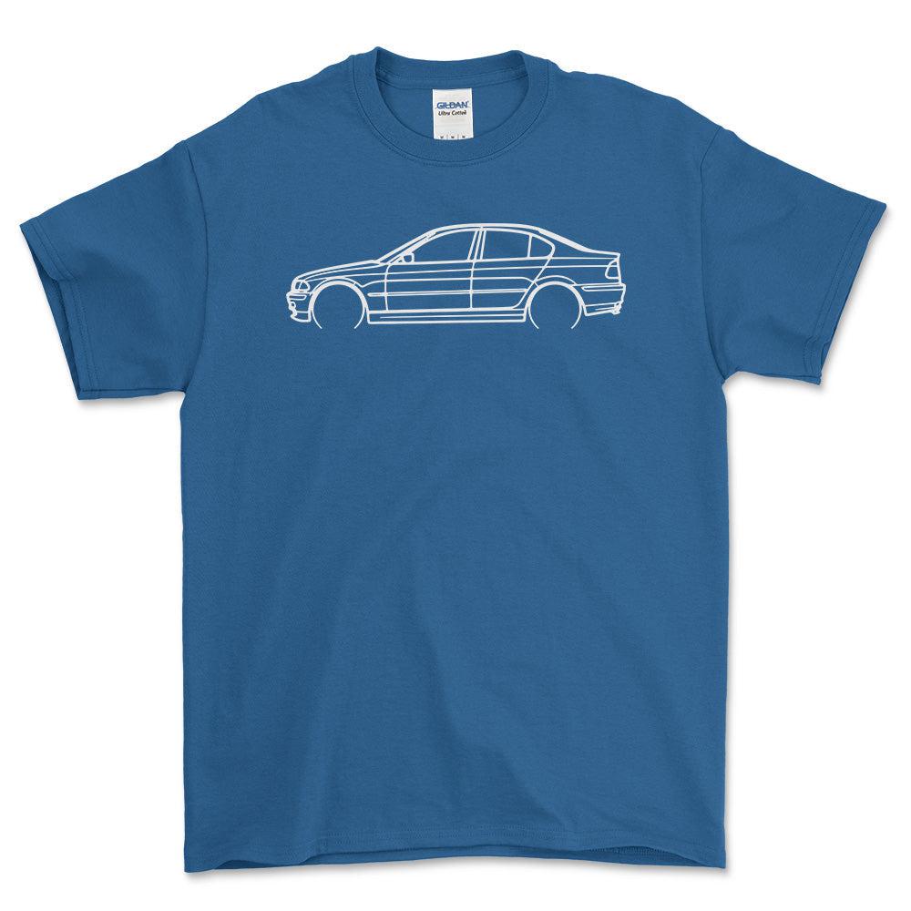 BMW 335i Outline - Unisex T-Shirt , Bomuld-Beklædning-BMW-Blå Royal-S-Garage Culture Shop- garage - man cave - merchandise