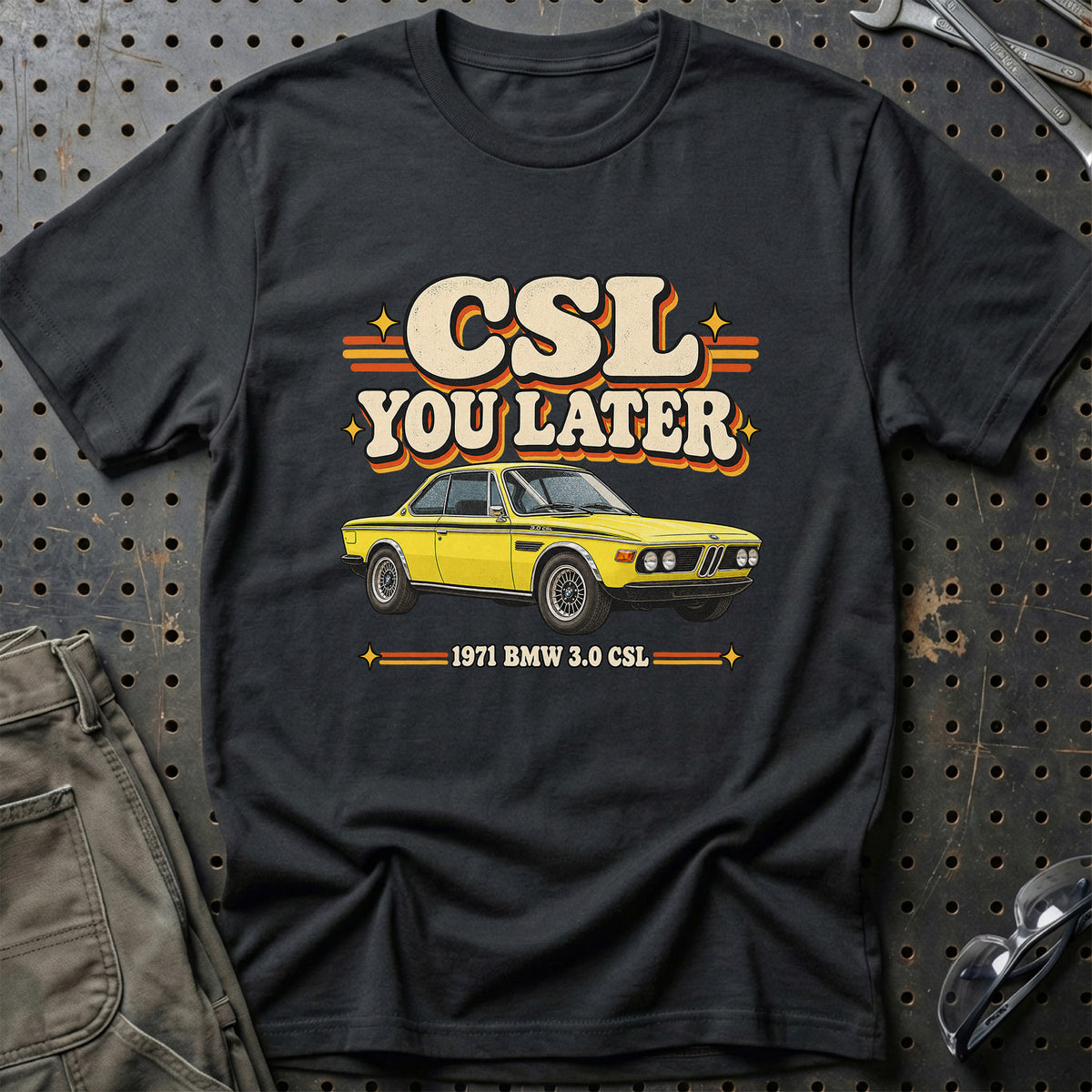 
BMW 3.0 CSL 1971 – CSL You Later T-Shirt – Sort