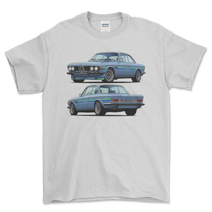 BMW 3.0 CSi Alpina B2S black - Unisex T-Shirt-Beklædning-bmw-Hvid-S-Forside-Garage Culture Shop- garage - man cave - merchandise