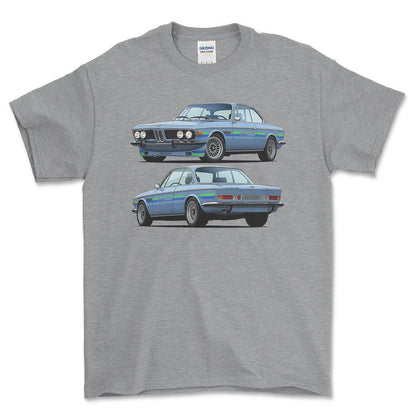 BMW 3.0 CSi Alpina B2S black - Unisex T-Shirt-Beklædning-bmw-Grå Sport-S-Forside-Garage Culture Shop- garage - man cave - merchandise