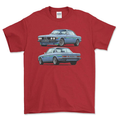 BMW 3.0 CSi Alpina B2S black - Unisex T-Shirt-Beklædning-bmw-Rød-S-Forside-Garage Culture Shop- garage - man cave - merchandise