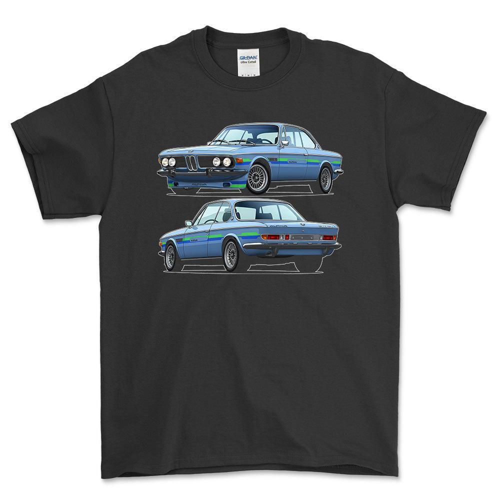 BMW 3.0 CSi Alpina B2S black - Unisex T-Shirt-Beklædning-bmw-Sort-S-Forside-Garage Culture Shop- garage - man cave - merchandise