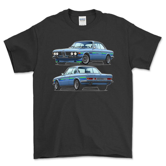 BMW 3.0 CSi Alpina B2S black - Unisex T-Shirt-Beklædning-bmw-Sort-S-Forside-Garage Culture Shop- garage - man cave - merchandise