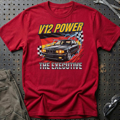 BMW 7 Serie E32 V12 Power Executive - Unisex T-Shirt-Beklædning-BMW-Rød-S-Garage Culture Shop- garage - man cave - merchandise