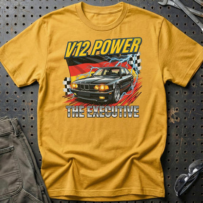 BMW 7 Serie E32 V12 Power Executive - Unisex T-Shirt-Beklædning-BMW-Guld-S-Garage Culture Shop- garage - man cave - merchandise