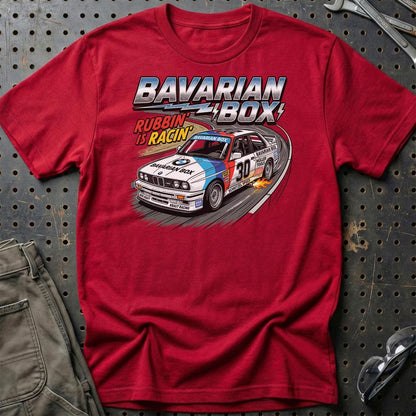 BMW Bavarian Box Racing T-Shirt – E30 Klassiker - Unisex T-Shirt-Beklædning-BMW-Rød-S-Garage Culture Shop- garage - man cave - merchandise