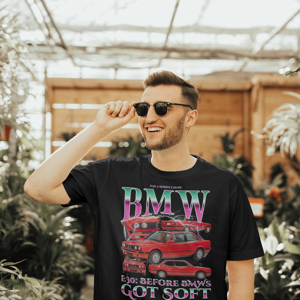 BMW E30 - Bootleg Style Unisex T-Shirt , Bomuld-Beklædning-BMW-Garage Culture Shop- garage - man cave - merchandise
