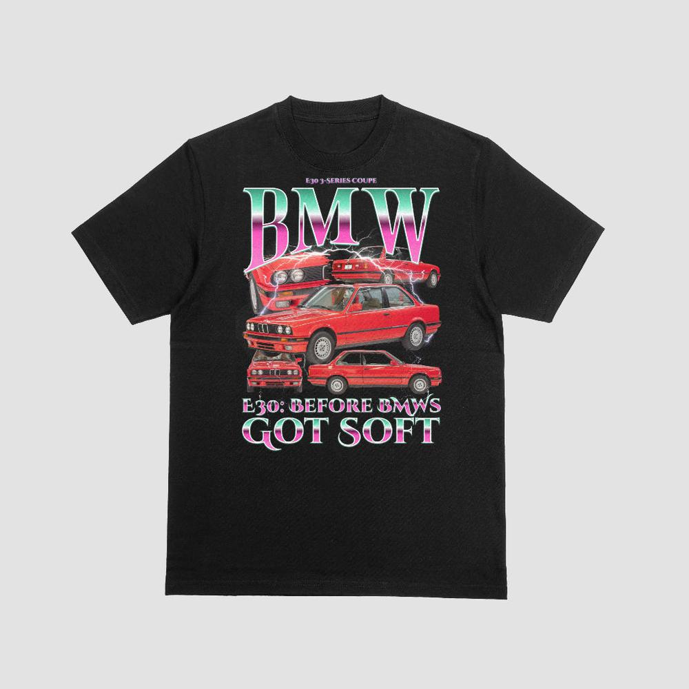 BMW E30 - Bootleg Style Unisex T-Shirt , Bomuld-Beklædning-BMW-Garage Culture Shop- garage - man cave - merchandise