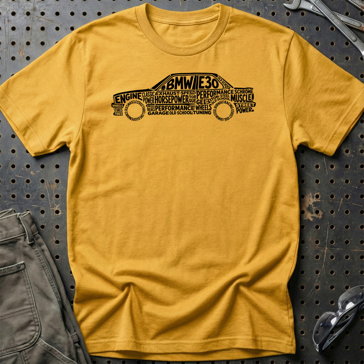 
Produktbillede af BMW E30 Old School Typography T-Shirt