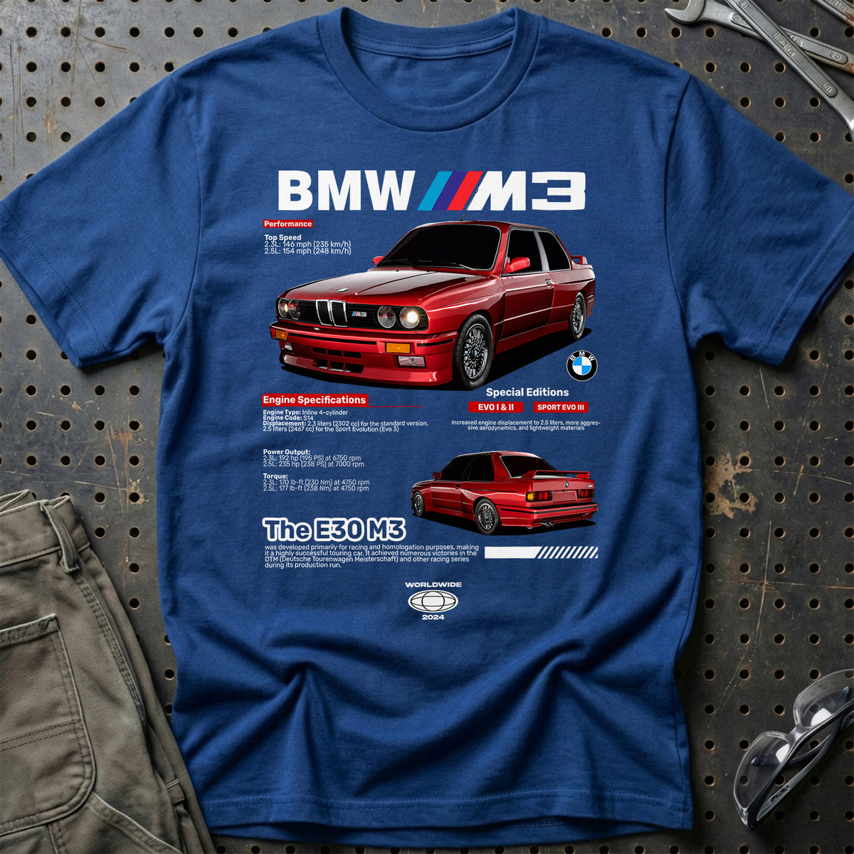 
BMW E30 T-Shirt – Blå Royal