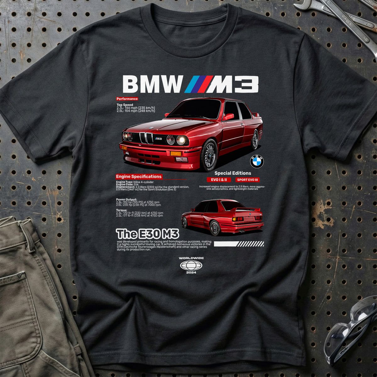 
BMW E30 T-Shirt – Sort
